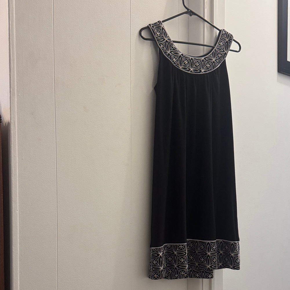 Ronni Nicole Black Dress with White Geometric Trim